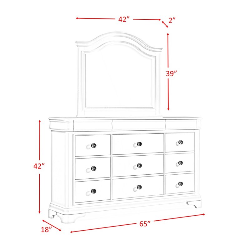 Bowery Hill Solid Wood Warm Cherry Bedroom Dresser Rectangular 65
