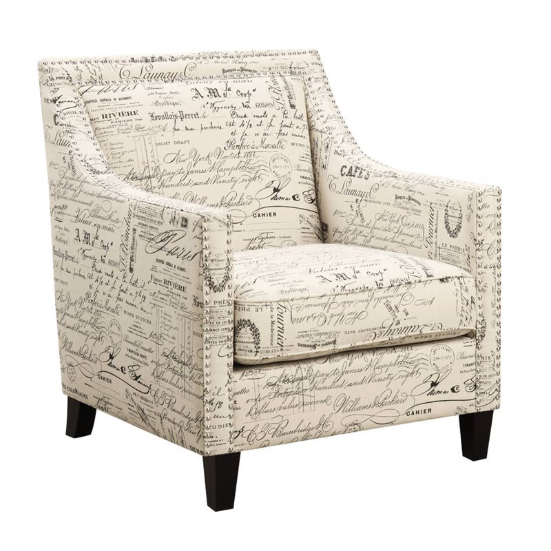 Bowery Hill Solid Wood White Chair Rectangular Trendy Metal Stud Trim 35.5