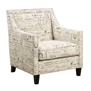 Bowery Hill Solid Wood White Chair Rectangular Trendy Metal Stud Trim 35.5&quot x 29&quot x 31&quot