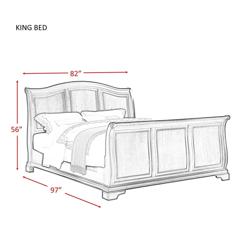 Bowery Hill Solid Wood Cherry Queen Bed Sleigh 56