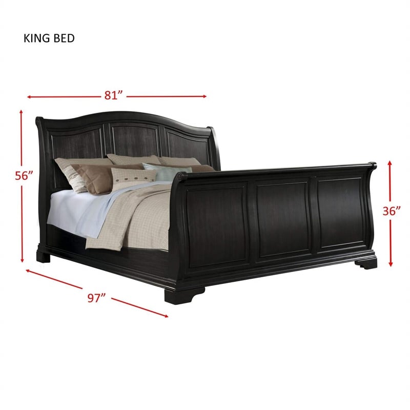 Bowery Hill Solid Wood Cherry Queen Bed Sleigh 56