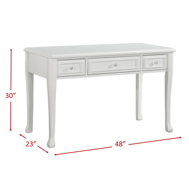 Bowery Hill Solid Wood White Writing Desk Rectangular 48
