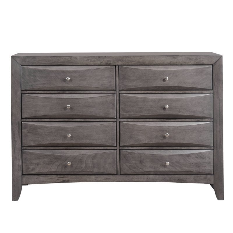 Bowery Hill 8-Drawers Bedroom Dresser in Gray/Silver Knobs
