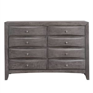Bowery Hill 8-Drawers Bedroom Dresser in Gray/Silver Knobs