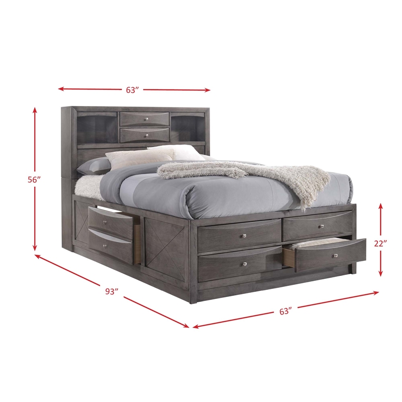Bowery Hill Queen Storage Bed in Gray
