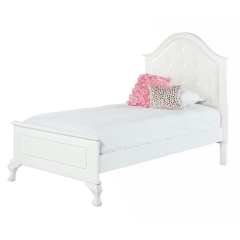 Bowery Hill Faux Leather Upholstered Twin Panel Bed in White
