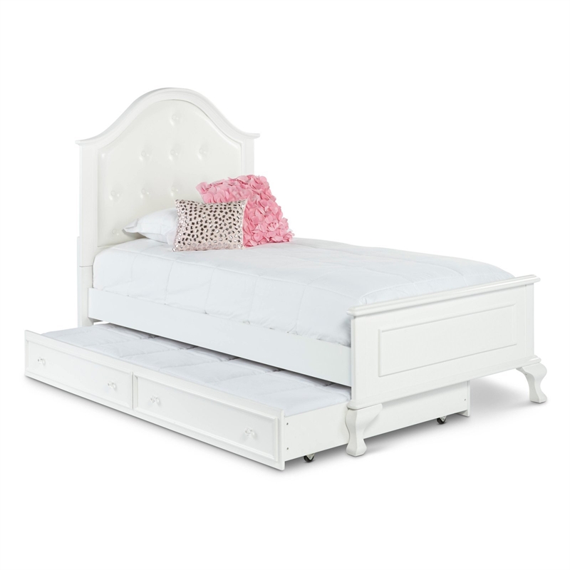 Bowery Hill Faux Leather Upholstered Full Panel Bed in White