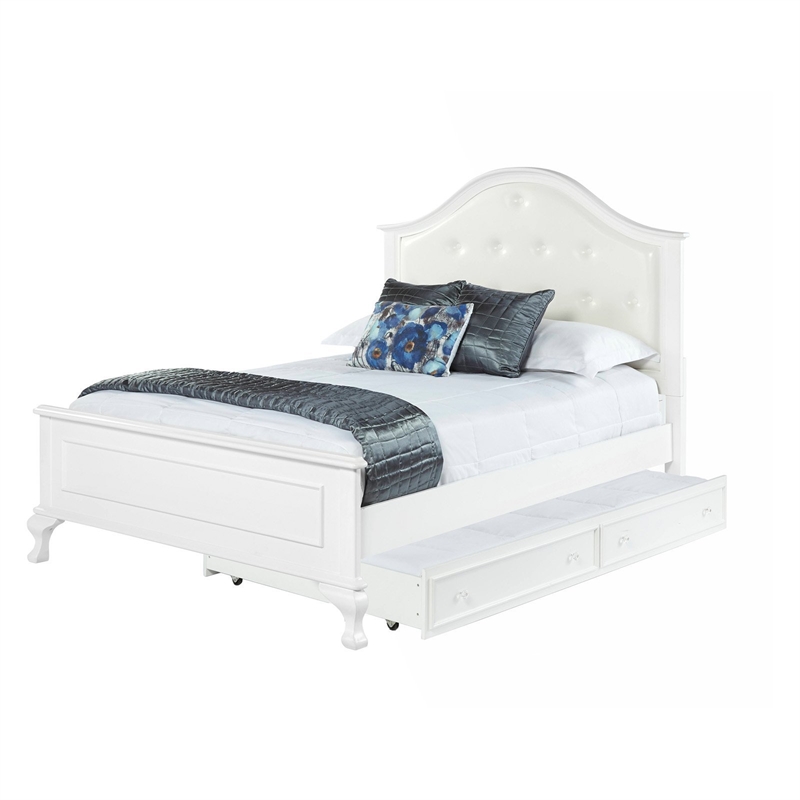 Bowery Hill Faux Leather Upholstered Full Panel Bed in White