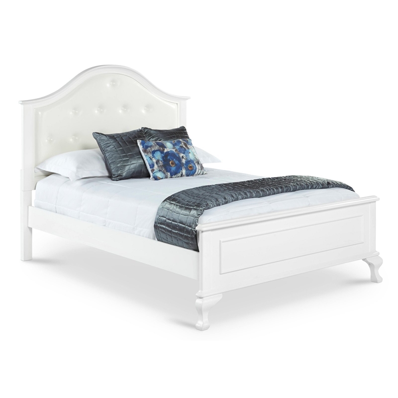 Bowery Hill Faux Leather Upholstered Full Panel Bed in White