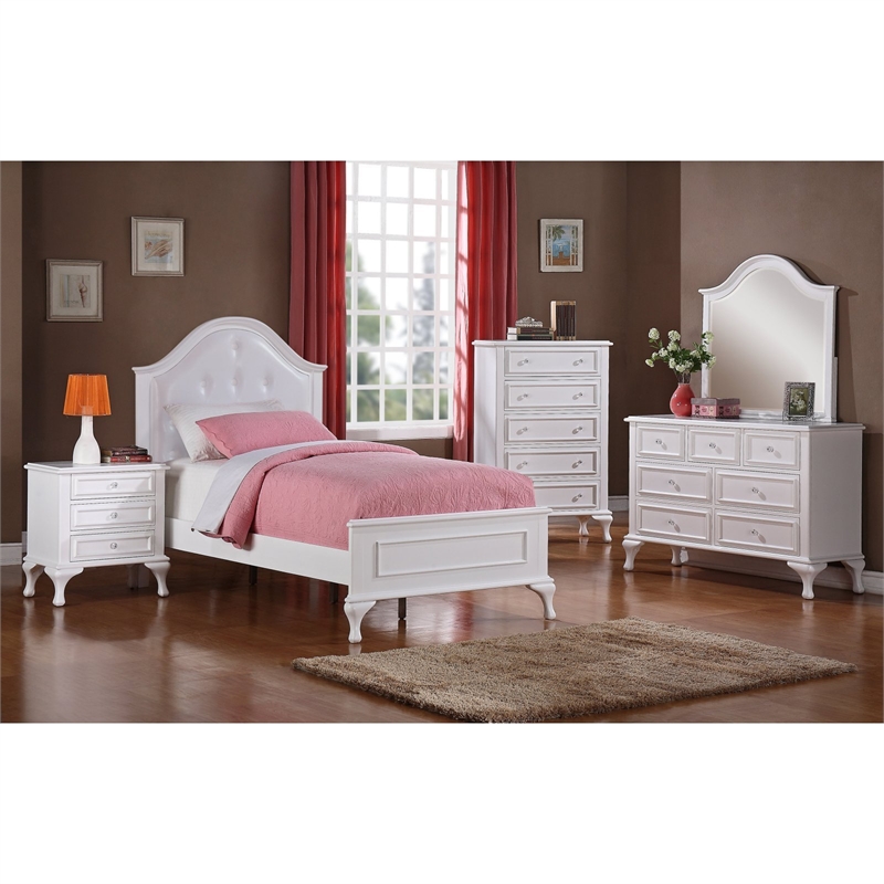 Bowery Hill Faux Leather Upholstered Full Panel Bed in White