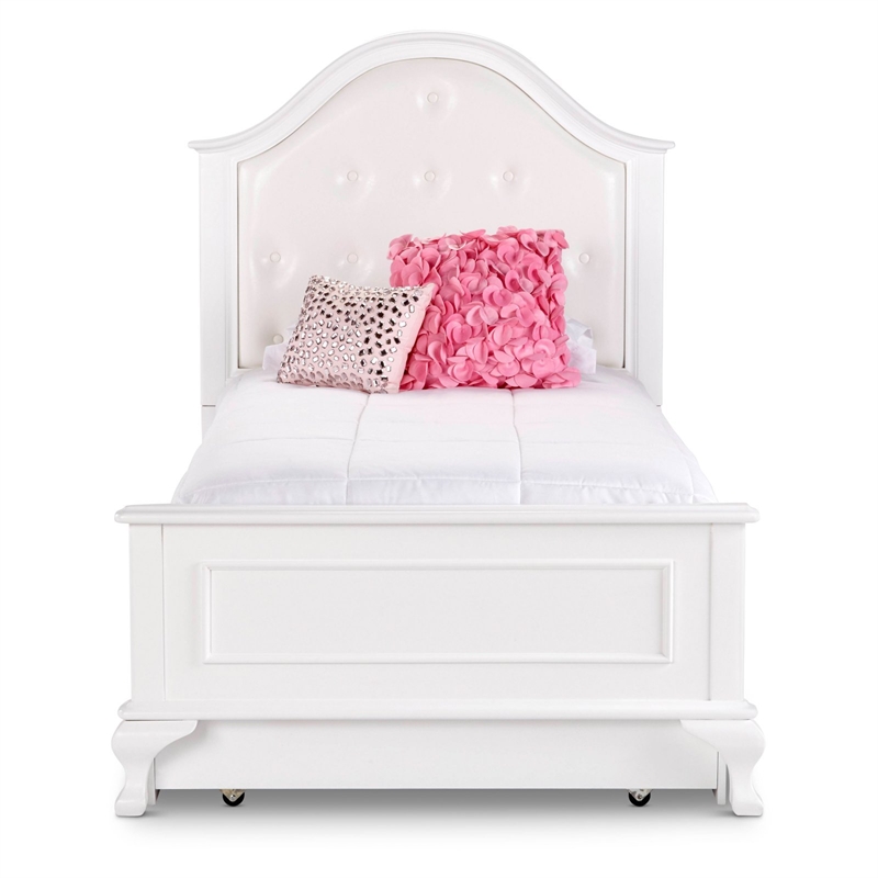 Bowery Hill Faux Leather Upholstered Full Panel Bed in White