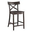 Bowery Hill Solid Wood Dark Brown Counter Stool Rectangular X-Back 39