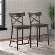 Bowery Hill Solid Wood Dark Brown Counter Stool Rectangular X-Back 39