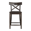Bowery Hill Solid Wood Dark Brown Counter Stool Rectangular X-Back 39