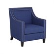 Bowery Hill Modern Solid Wood Accent Chair with Ottoman in Blue
