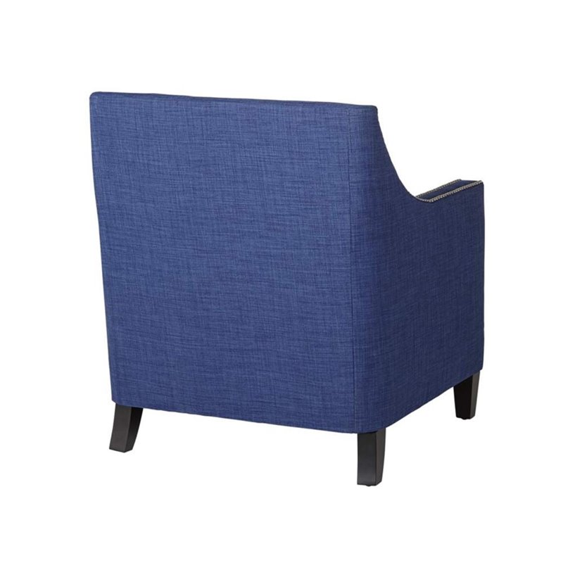 Bowery Hill Modern Solid Wood Accent Chair with Ottoman in Blue