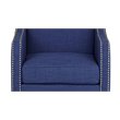 Bowery Hill Modern Solid Wood Accent Chair with Ottoman in Blue