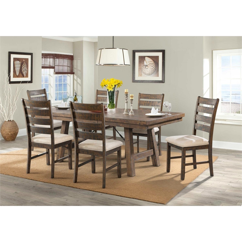 Bowery Hill Ladder Back Dining Side Chair in Walnut (Set of 2)