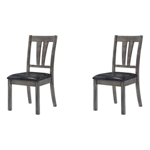 Bowery Hill 40&quotH Transitional Faux Leather/Wood Dining Chair in Gray (Set of 2)
