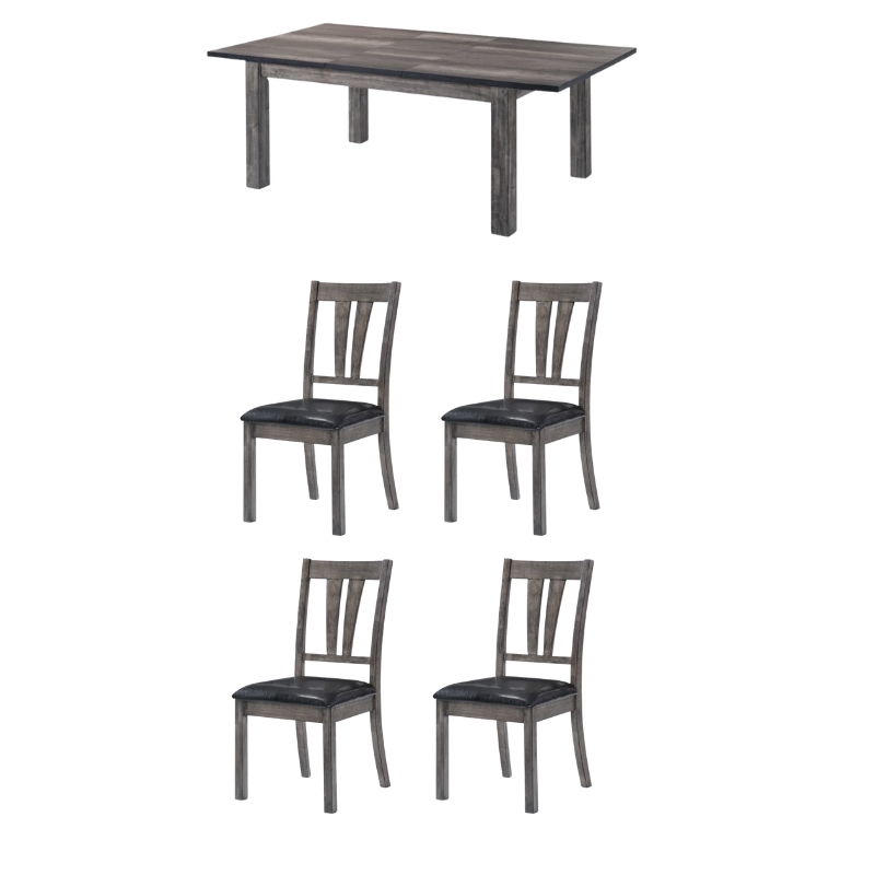 Bowery Hill 5 Piece Extendable Dining Set in Gray Oak/Black