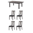 Bowery Hill 5 Piece Extendable Dining Set in Gray Oak/Black