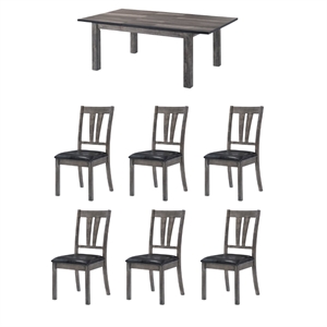 Bowery Hill 7 Piece Extendable Dining Set in Gray Oak/Black