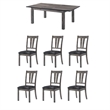 Bowery Hill 7 Piece Extendable Dining Set in Gray Oak/Black