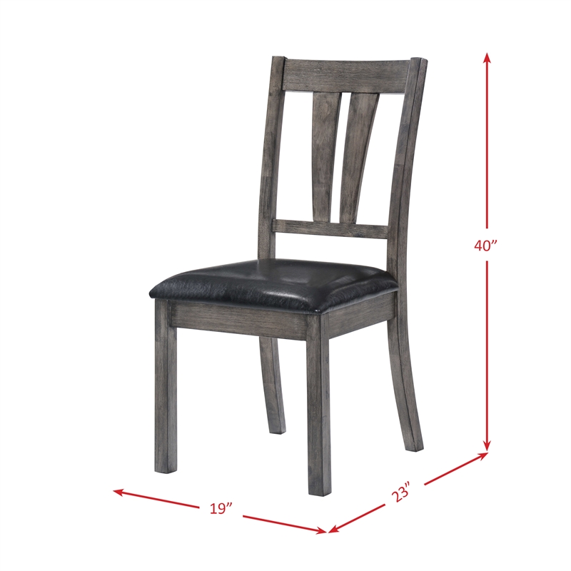 Bowery Hill 6 Piece Dining Set with Padded Seats in Gray Oak/Black