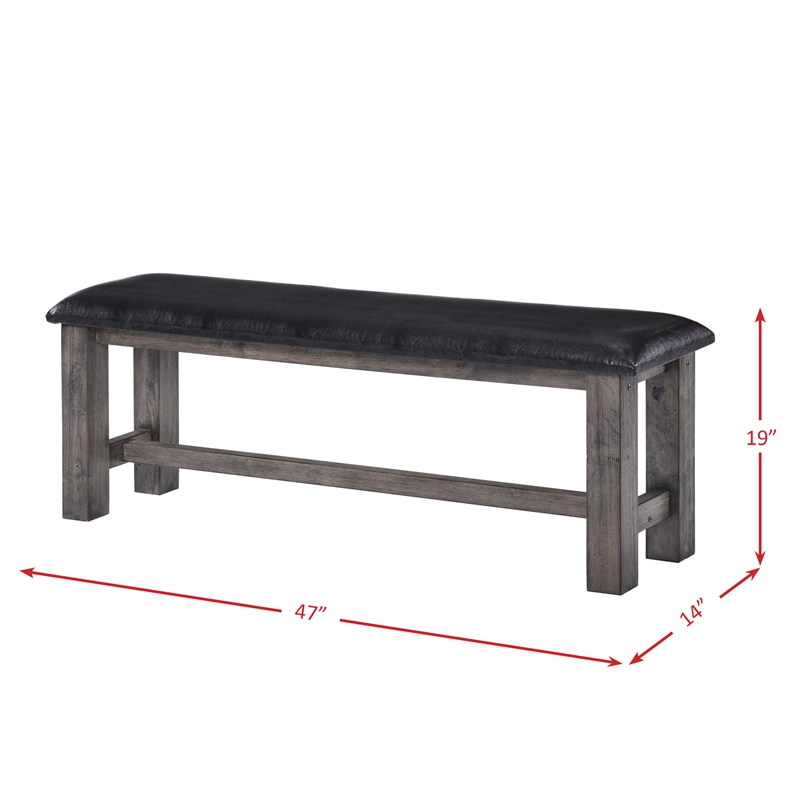 Bowery Hill 6 Piece Dining Set with Padded Seats in Gray Oak/Black