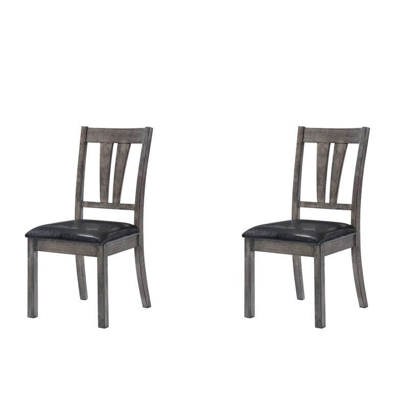 Bowery Hill 6 Piece Dining Set with Padded Seats in Gray Oak/Black