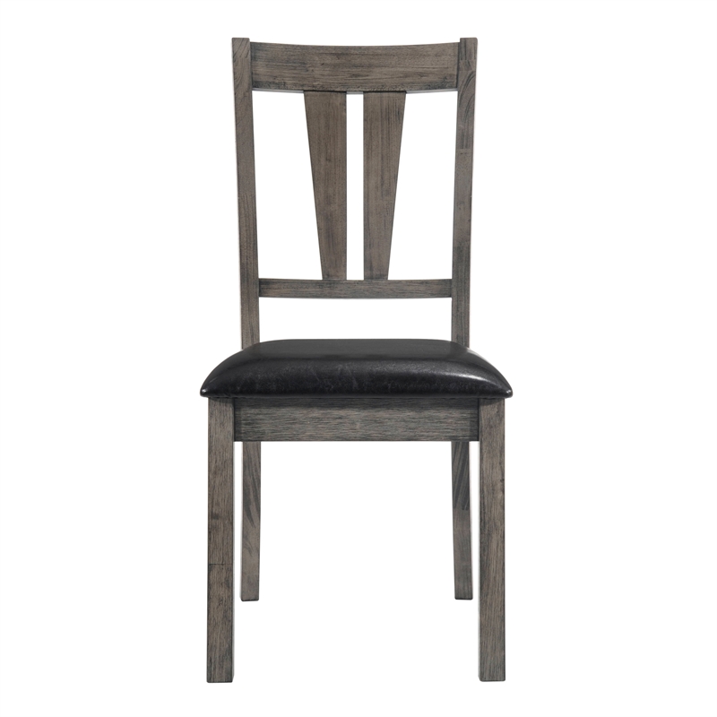 Bowery Hill 6 Piece Dining Set with Padded Seats in Gray Oak/Black