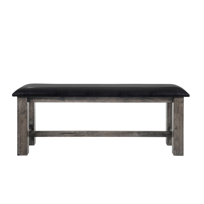 Bowery Hill 6 Piece Dining Set with Padded Seats in Gray Oak/Black