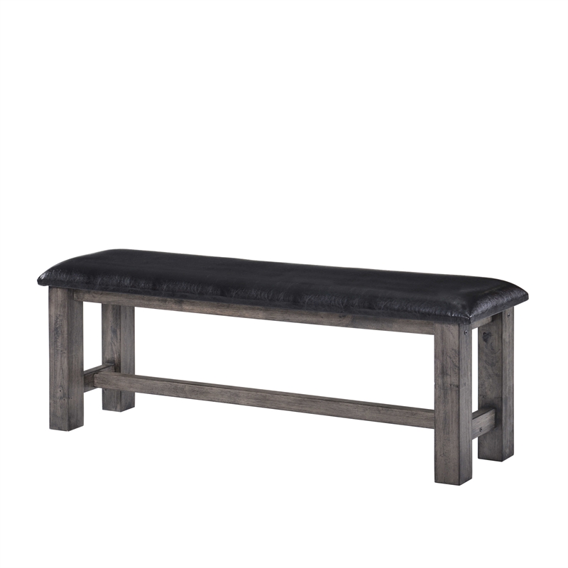 Bowery Hill 6 Piece Dining Set with Padded Seats in Gray Oak/Black