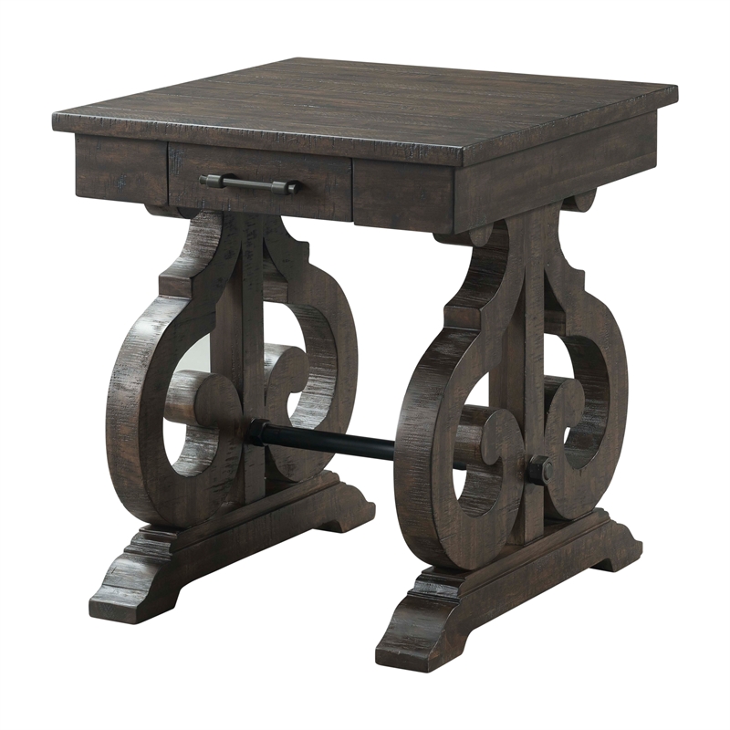 Bowery Hill Wood Brown End Table Rectangular Distressed 22