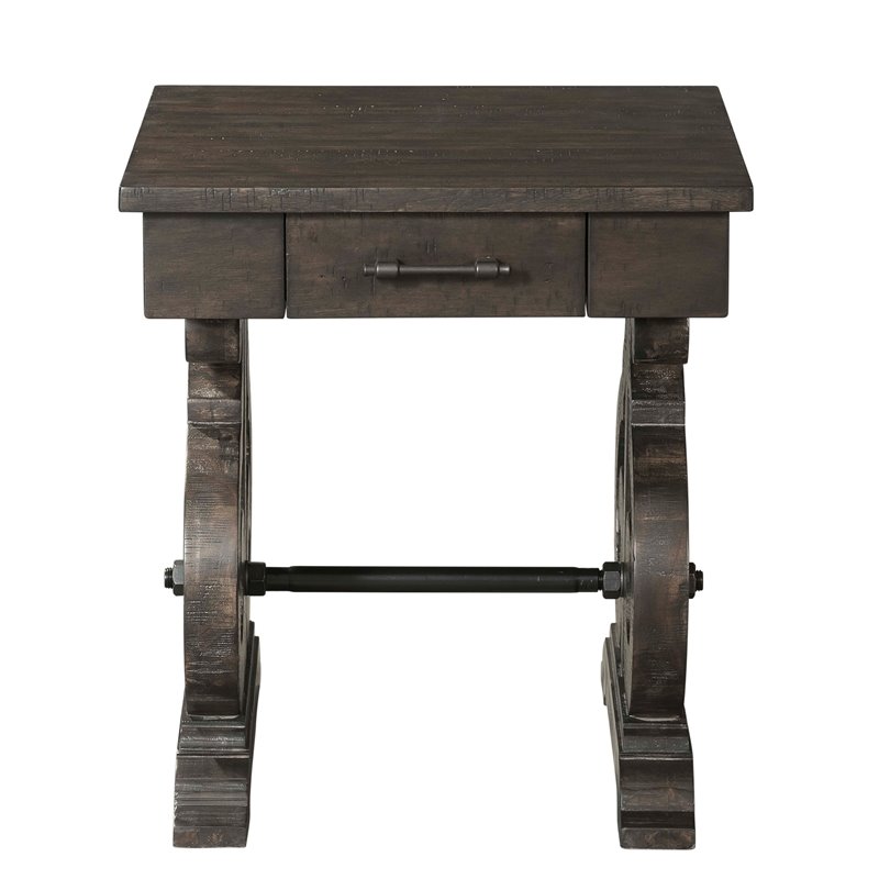 Bowery Hill Wood Brown End Table Rectangular Distressed 22