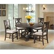 Bowery Hill 5 Piece Round Dining Set in Smokey Walnut