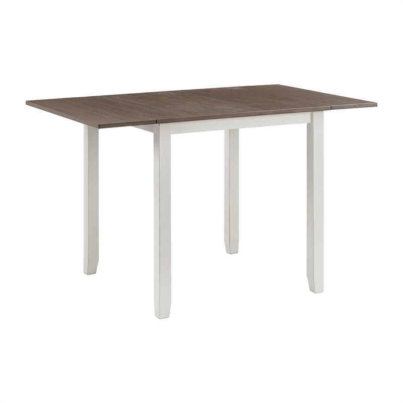 Bowery Hill 3PC Drop Leaf Dining Set in Brown and White