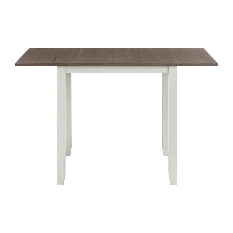 Bowery Hill 3PC Drop Leaf Dining Set in Brown and White