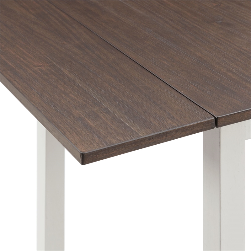 Bowery Hill 3PC Drop Leaf Dining Set in Brown and White