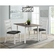 Bowery Hill 3PC Drop Leaf Dining Set in Brown and White