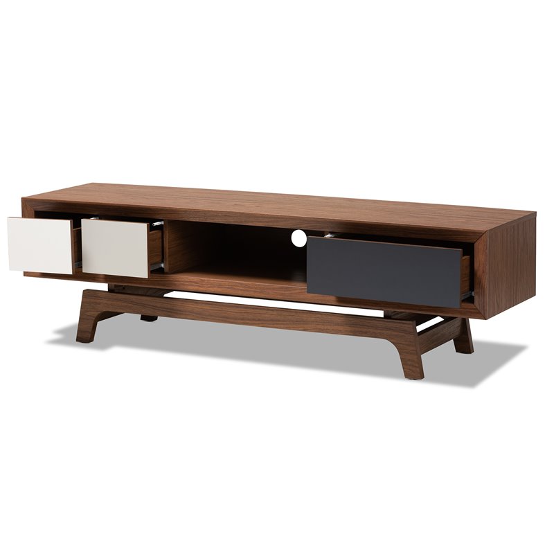 Bowery Hill Mid-Century 3-Drawer Wood TV Stand for TVs up to 63