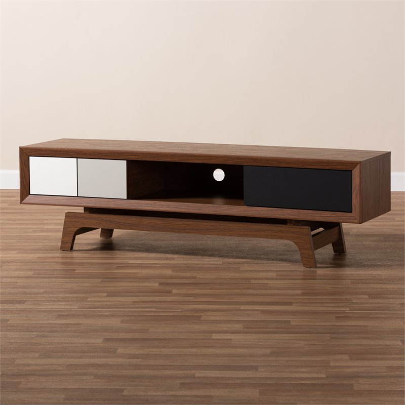 Bowery Hill Mid-Century 3-Drawer Wood TV Stand for TVs up to 63