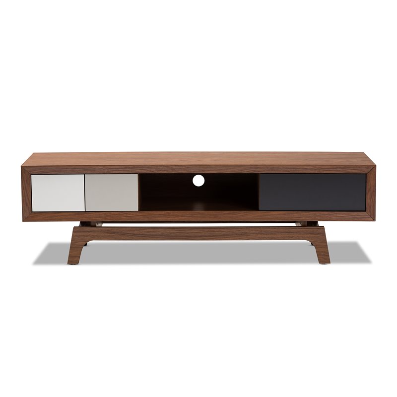 Bowery Hill Mid-Century 3-Drawer Wood TV Stand for TVs up to 63