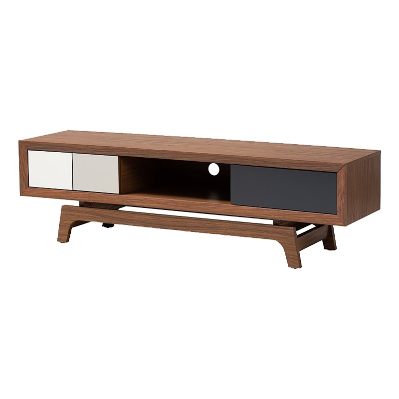 Bowery Hill Mid-Century 3-Drawer Wood TV Stand for TVs up to 63