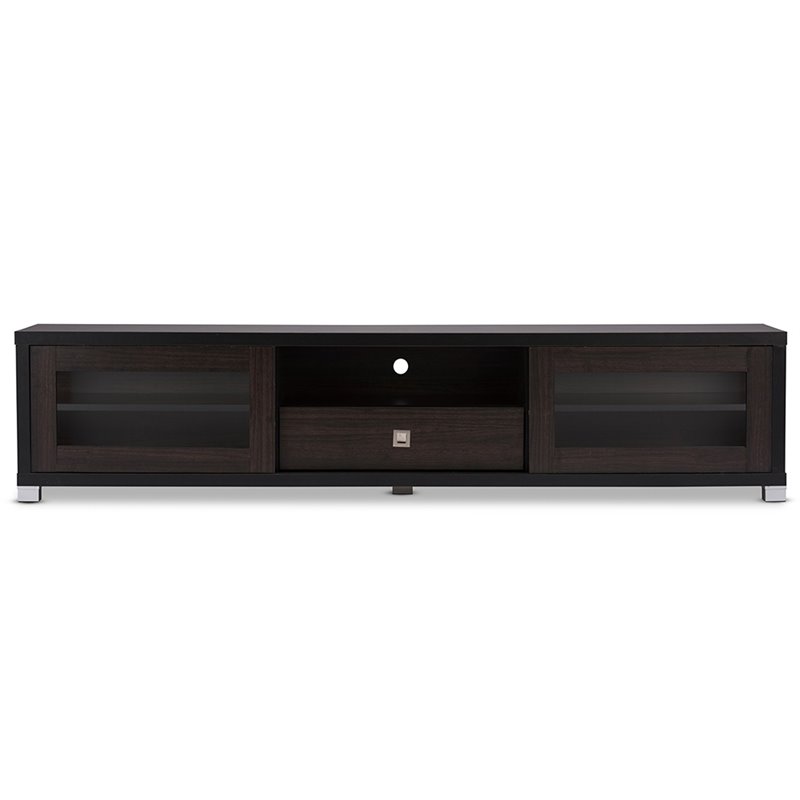 Bowery Hill Engineered Wood Dark Espresso TV Stand Rectangular Tall 70.2
