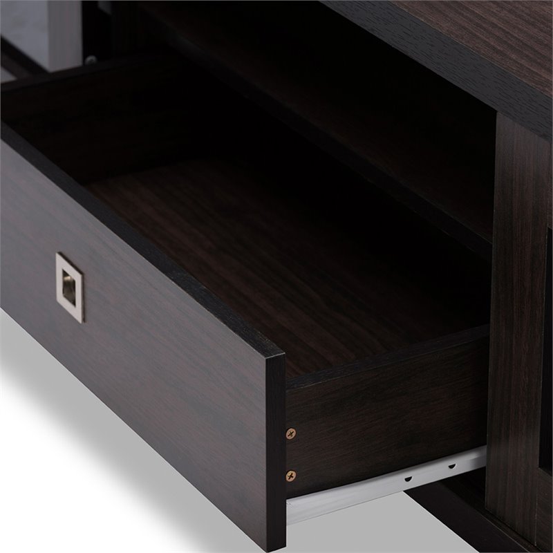 Bowery Hill Engineered Wood Dark Espresso TV Stand Rectangular Tall 70.2