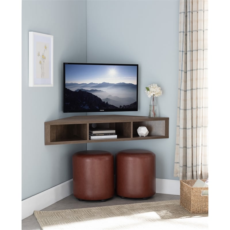 Bowery Hill Modern Wood Corner Floating TV Stand for TVs up to 42