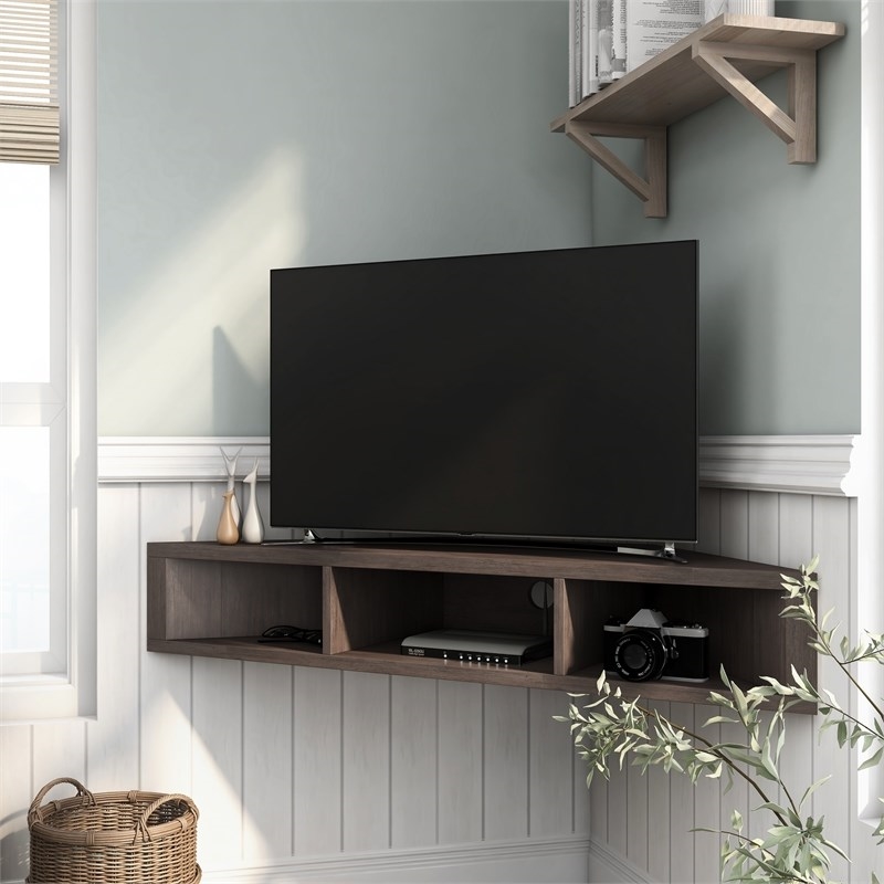 Bowery Hill Modern Wood Corner Floating TV Stand for TVs up to 42