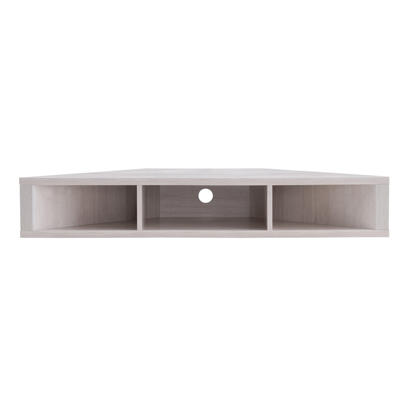 Bowery Hill MDF White Oak Floating Corner TV Stand Rectangular Cable Management 46.5