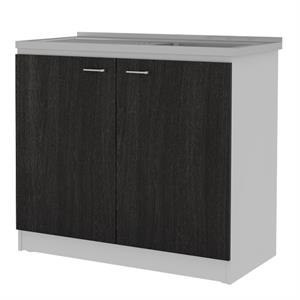 Bowery Hill Double Door Cabinet with Utility Sink in Espresso